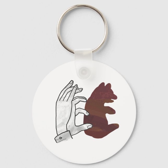 Hand-Silhouette-Bärenkuppe Brown Schlüsselanhänger (Vorderseite)