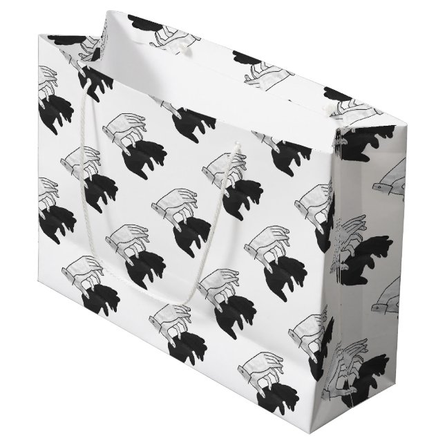 Hand-Silhouette-Bärenkuppe Große Geschenktüte (Vorderseite Schrägansicht)