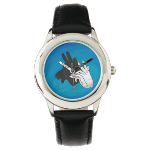 Hand Silhouette Billy Goat Blue Armbanduhr