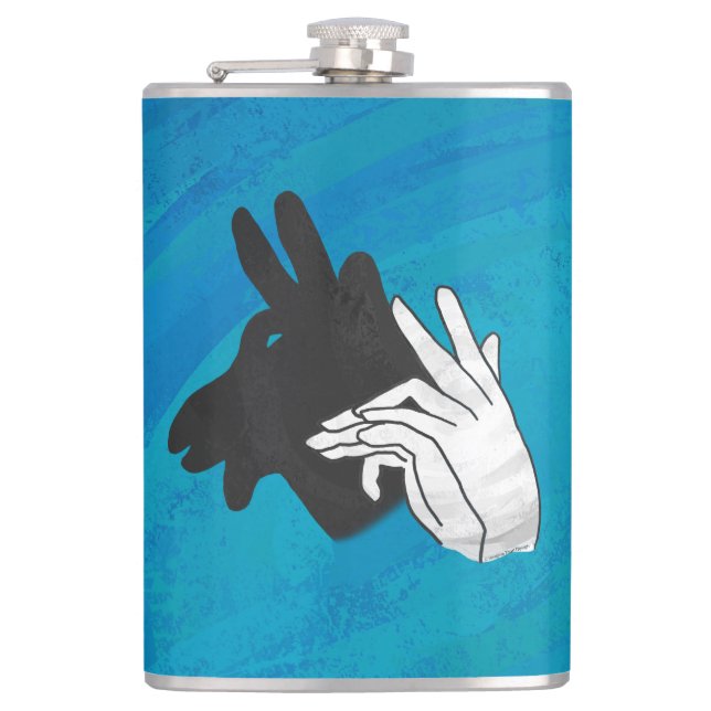 Hand Silhouette Billy Goat Blue Flachmann (Vorderseite)