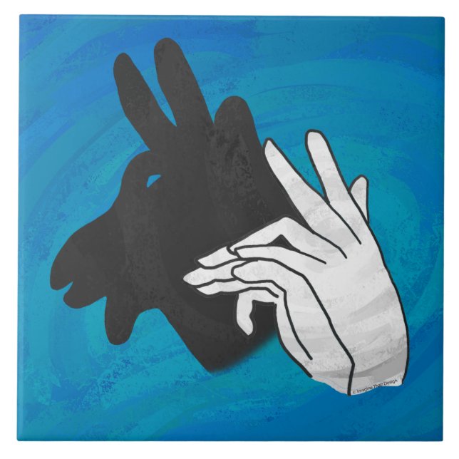Hand Silhouette Billy Goat Blue Fliese (Vorderseite)