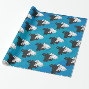 Hand Silhouette Billy Goat Blue Geschenkpapier