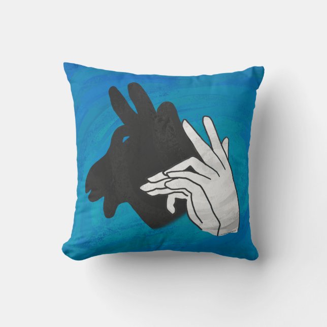 Hand Silhouette Billy Goat Blue Kissen (Vorderseite)