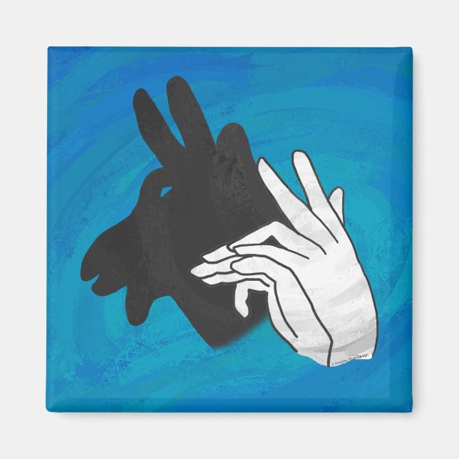 Hand Silhouette Billy Goat Blue Magnet (Vorne)