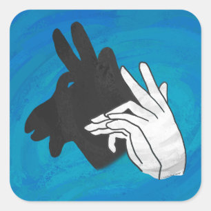 Hand Silhouette Billy Goat Blue Quadratischer Aufkleber