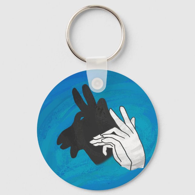 Hand Silhouette Billy Goat Blue Schlüsselanhänger (Vorderseite)