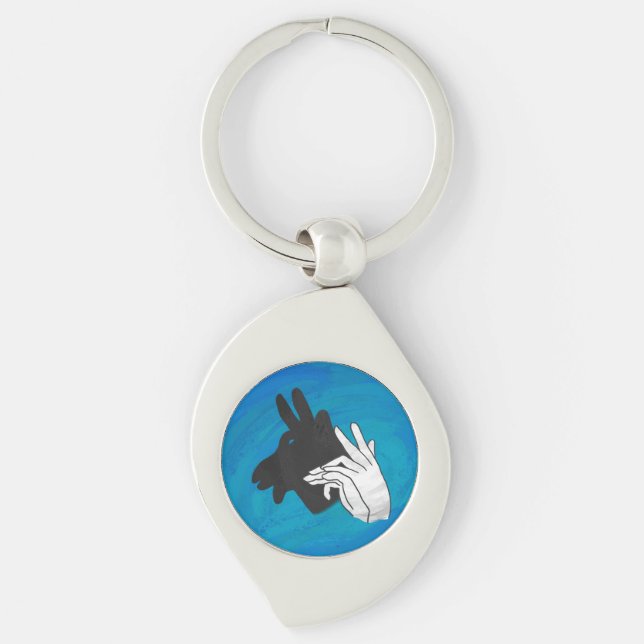 Hand Silhouette Billy Goat Blue Schlüsselanhänger (Vorderseite)