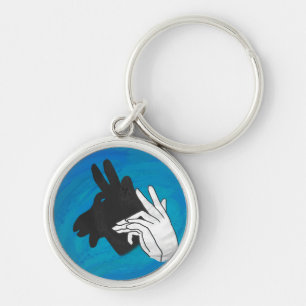 Hand Silhouette Billy Goat Blue Schlüsselanhänger