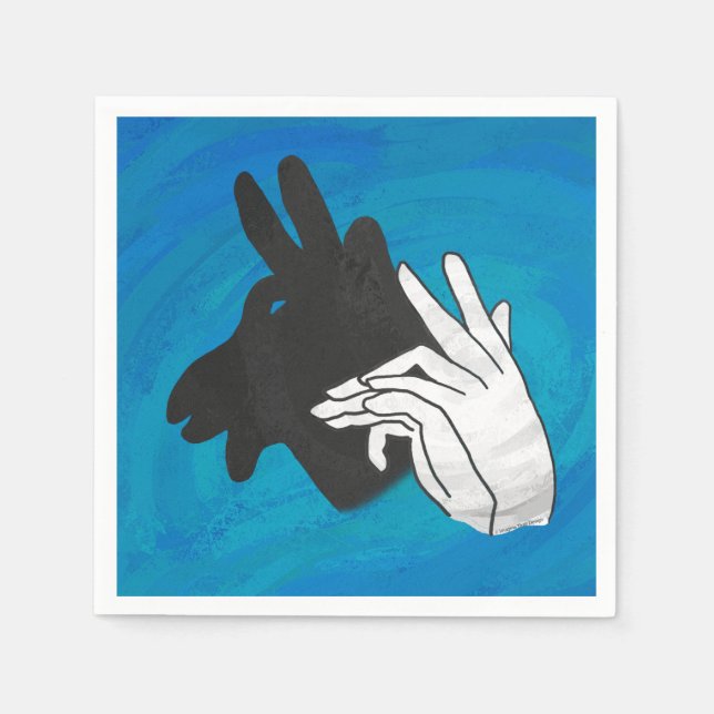 Hand Silhouette Billy Goat Blue Serviette (Vorderseite)