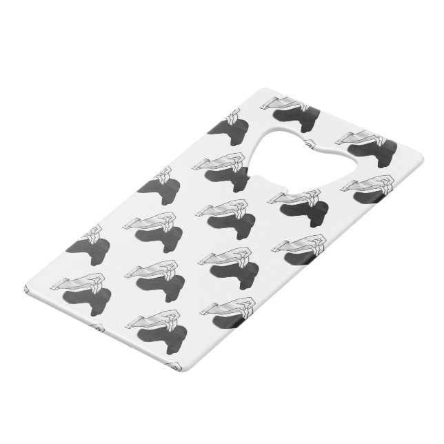 Hand Silhouette Camel Kreditkartenflaschenöffner (Vorderseite Schrägansicht)