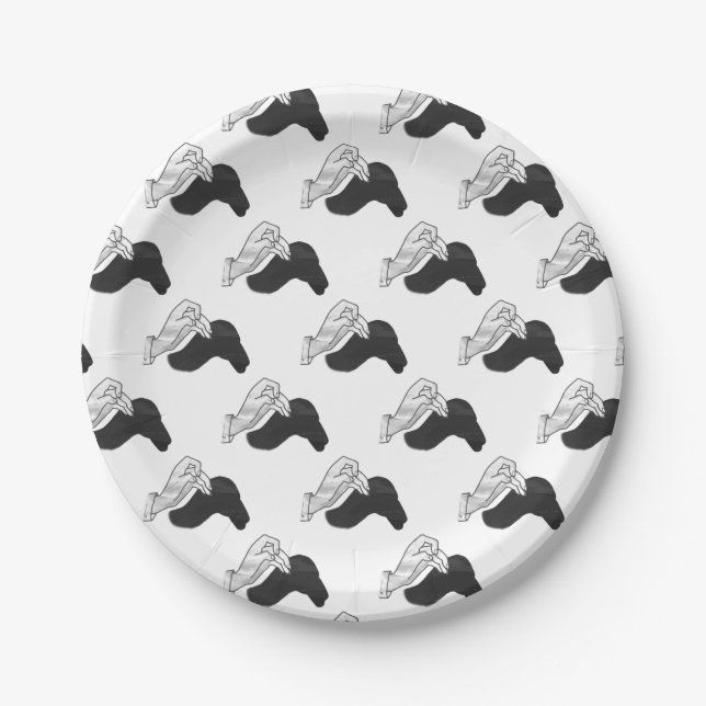 Hand Silhouette Camel Pappteller (Vorderseite)