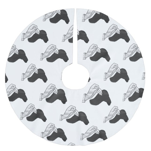 Hand Silhouette Camel Polyester Weihnachtsbaumdecke (Vorderseite)