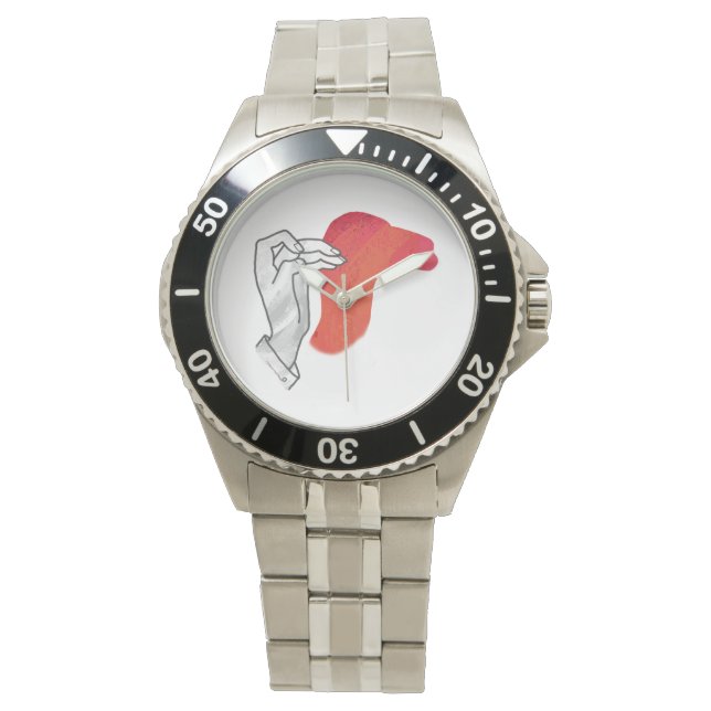Hand Silhouette Camel Red Armbanduhr (Vorderseite)