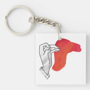Hand Silhouette Camel Red Schlüsselanhänger
