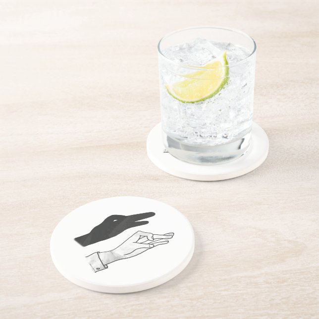 Hand-Silhouette-Duck Sandstein Untersetzer (Seite)