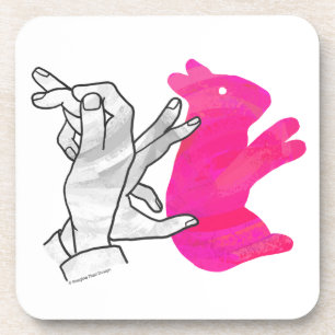 Hand-Silhouette-Hase Pink Getränkeuntersetzer