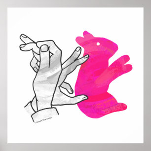 Hand-Silhouette-Hase Pink Poster