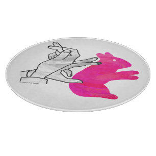 Hand-Silhouette-Hase Pink Schneidebrett