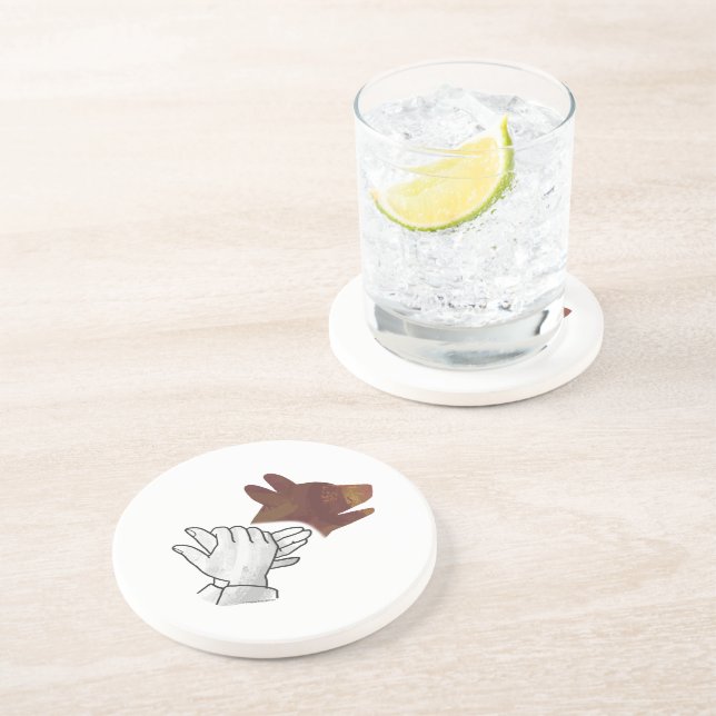 Hand Silhouette Hund Brown Getränkeuntersetzer (Seite)