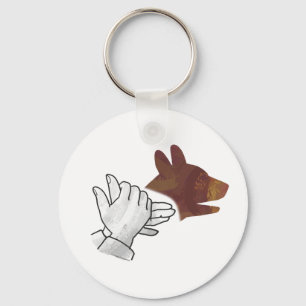 Hand Silhouette Hund Brown Schlüsselanhänger