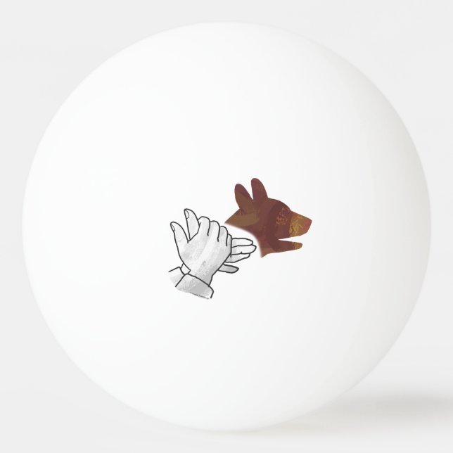Hand Silhouette Hund Brown Tischtennisball (Rückseite)