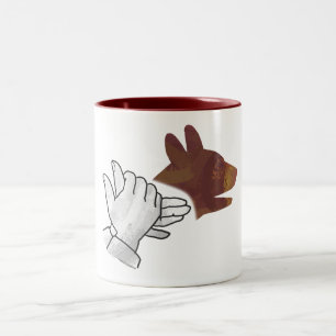 Hand Silhouette Hund Brown Zweifarbige Tasse