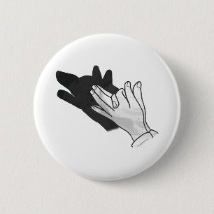 Hand Silhouette Wolf Button