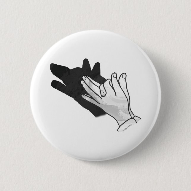 Hand Silhouette Wolf Button (Vorderseite)