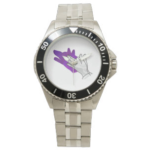 Hand Silhouette Wolf Lila Armbanduhr