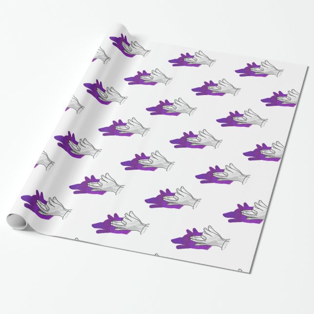 Hand Silhouette Wolf Lila Geschenkpapier (Ungerollt)