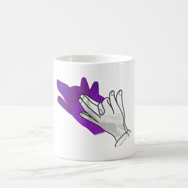 Hand Silhouette Wolf Lila Kaffeetasse (Mittel)