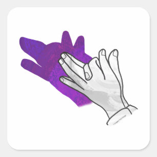 Hand Silhouette Wolf Lila Quadratischer Aufkleber