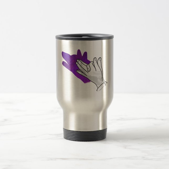 Hand Silhouette Wolf Lila Reisebecher (Mittel)