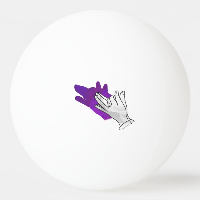 Hand Silhouette Wolf Lila Tischtennisball (Rückseite)
