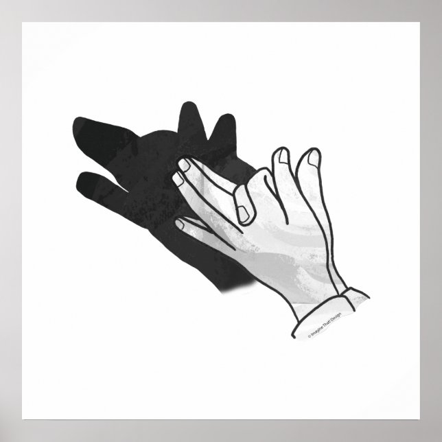 Hand Silhouette Wolf Poster (Vorne)