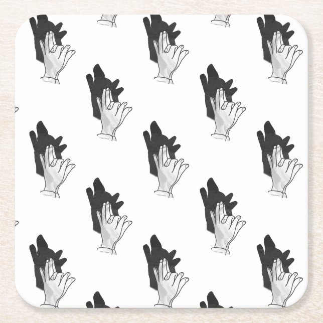 Hand Silhouette Wolf Rechteckiger Pappuntersetzer (Vorderseite)