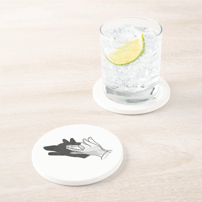 Hand Silhouette Wolf Sandstein Untersetzer (Seite)
