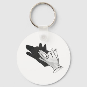Hand Silhouette Wolf Schlüsselanhänger