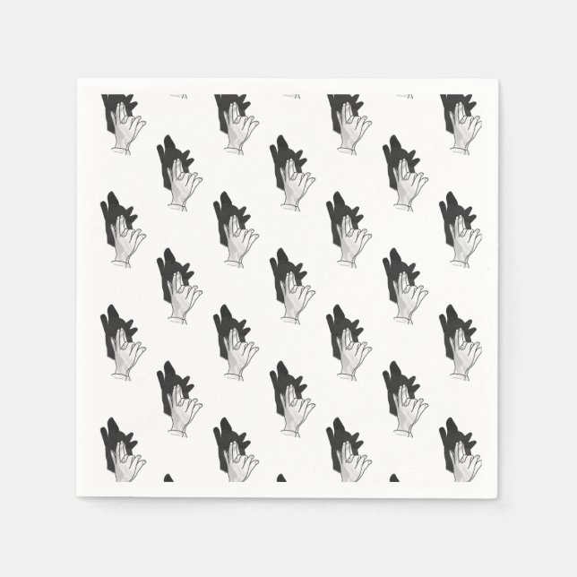 Hand Silhouette Wolf Serviette (Vorderseite)