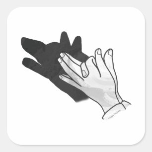 Hand Silhouette Wolf wird zu Hand-Silhouette-Wolf. Quadratischer Aufkleber