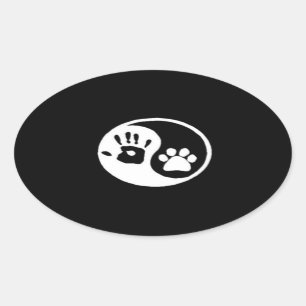 Hand-/Tatze Yin-Yang Symbol Ovaler Aufkleber