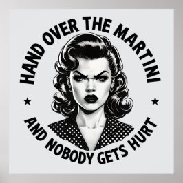 Hand über Martini - Retro Funny Wall Art Poster