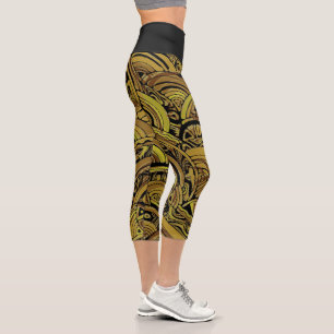 Hand- und digital gemaltes Muster Art 15 Capri Leggings