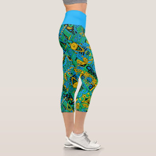 Hand- und digital gemaltes Muster Art 21 Capri Leggings