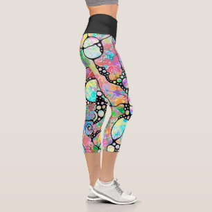 Hand- und digital gemaltes Muster Art 31 Capri Leggings