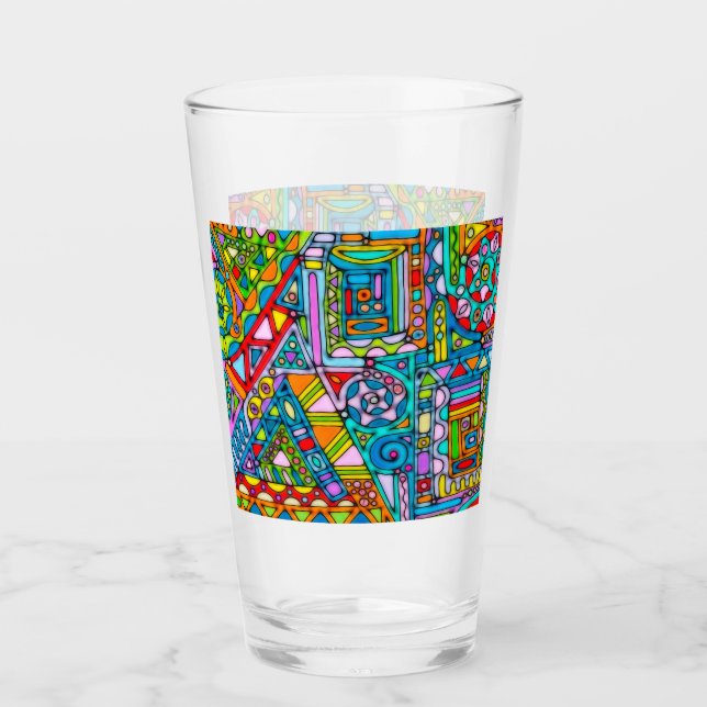 Hand- und digital gemaltes Muster Art 53 Glas (Vorderseite)