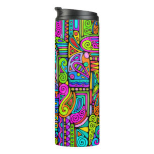 Hand- und digital gemaltes Muster Art 5 Thermosbecher
