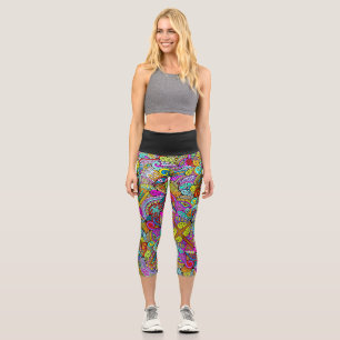 Hand- und digital gemaltes Muster Art 6 Capri Leggings