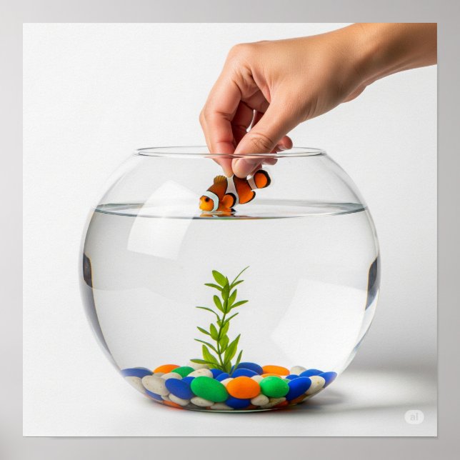 Hand- und Fischschüssel Grafik Poster (Vorne)