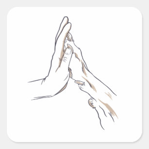 Hand und Hund Paw Quadratischer Aufkleber